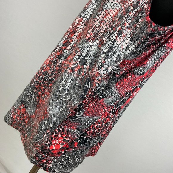 Ruby Rd. L Sequined Front Animal Print Abstract Tank Top Rayon Blend - Picture 8 of 12